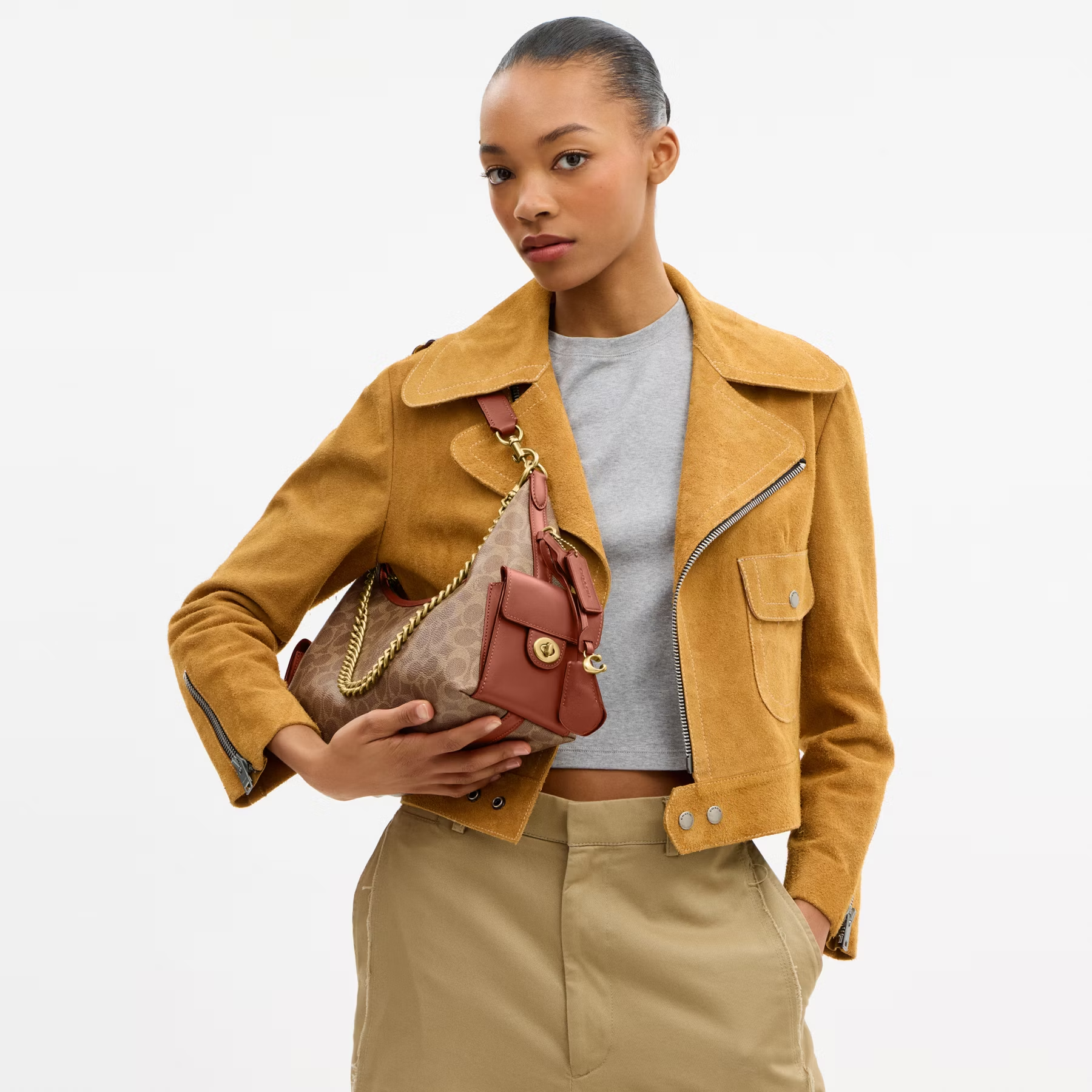 COACH JULIET CLASSIC SIGNATURE CANVAS POCKET 30 HANDBAG