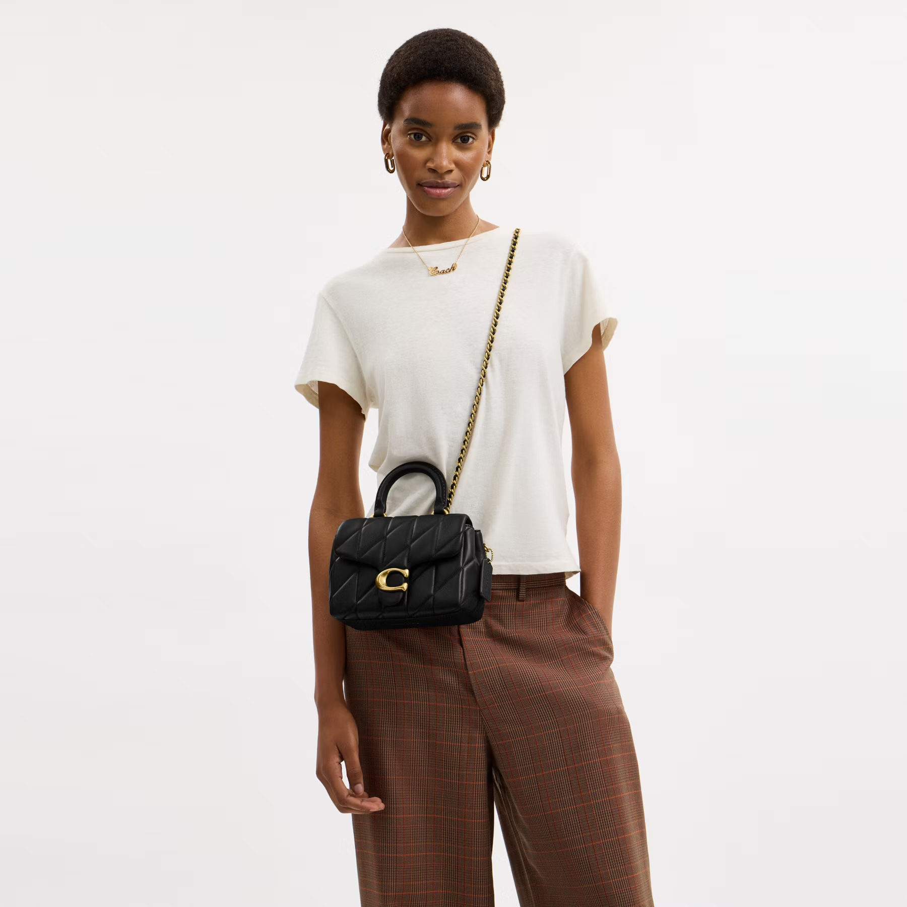 COACH TABBY QUILTED TRIM TOP HANDLE BAG