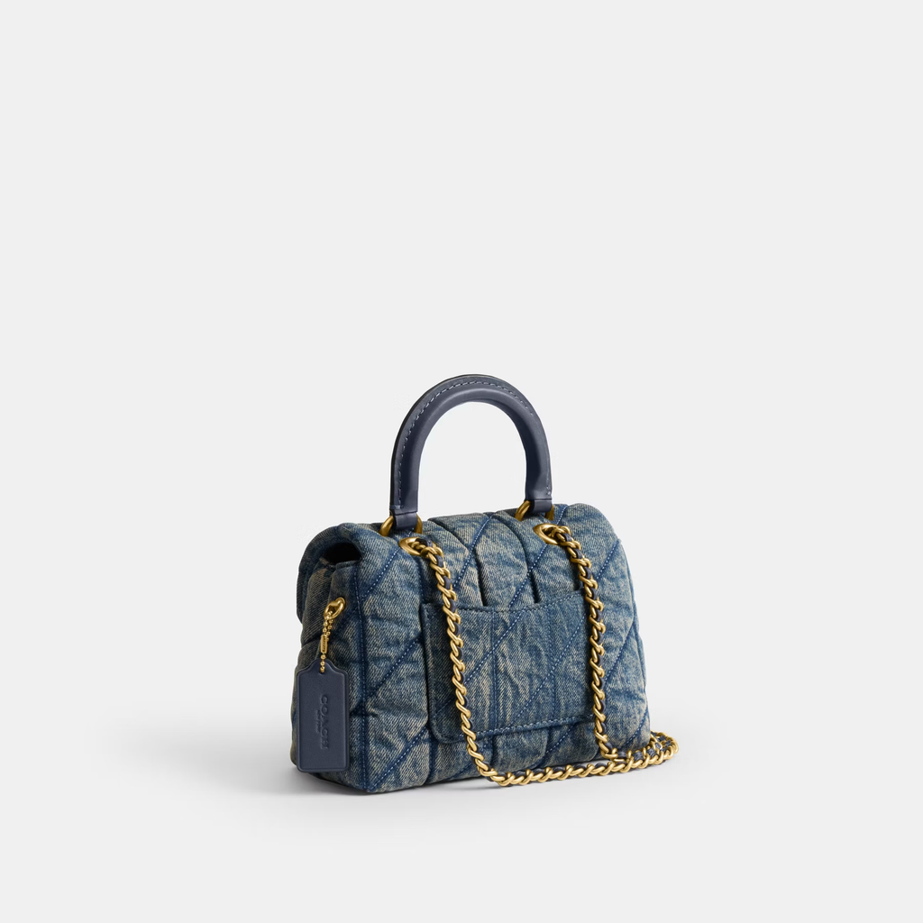 COACH TABBY DENIM QUILTED BAG WITH TOP HANDLE