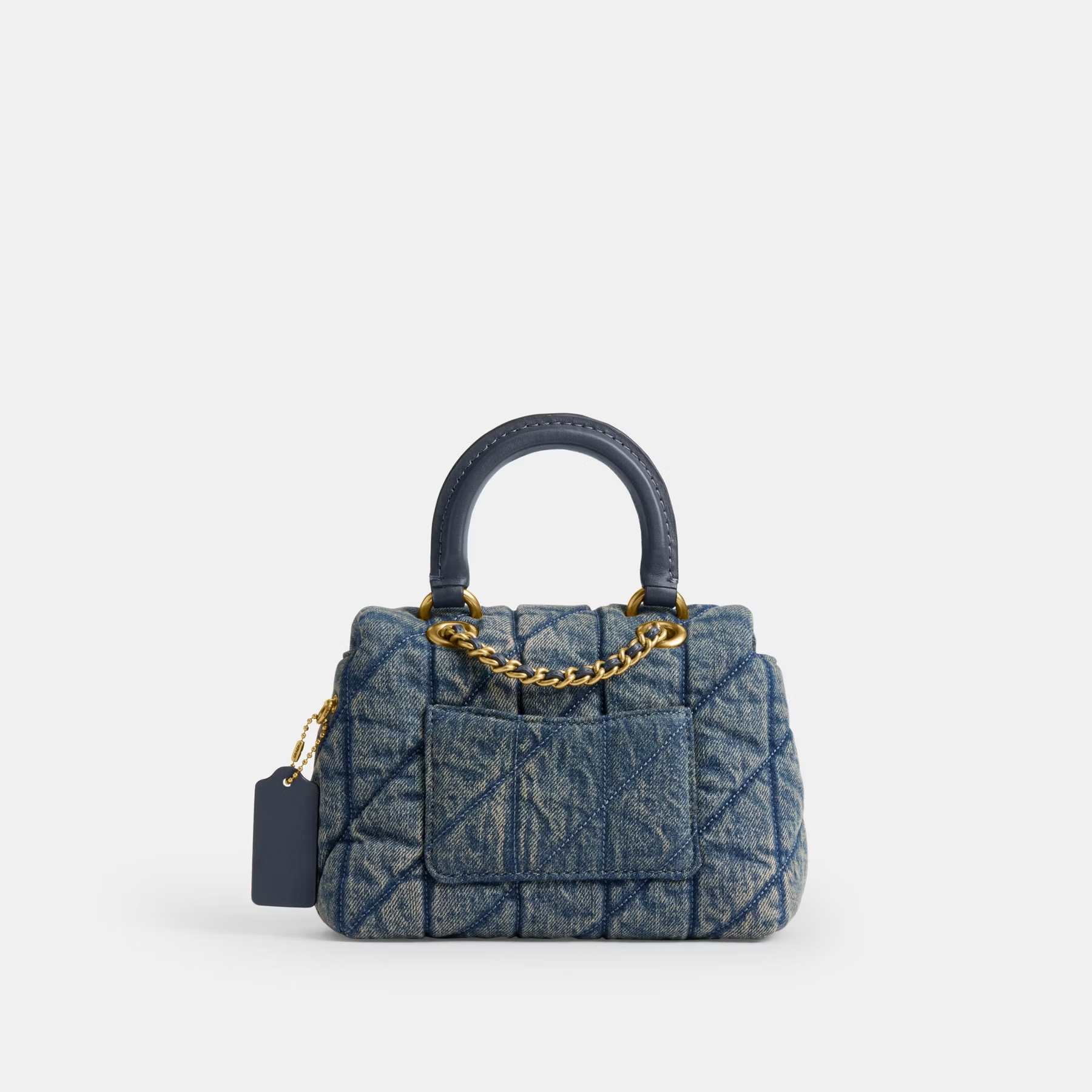 COACH TABBY DENIM QUILTED BAG WITH TOP HANDLE