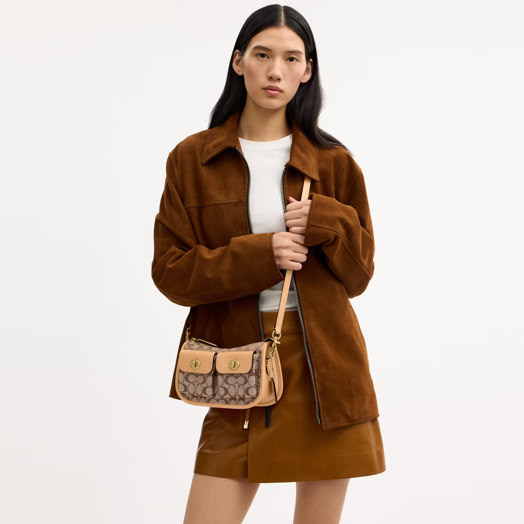 COACH TURNLOCK CLASSIC SIGNATURE TWIN WATERLY HANDBAG