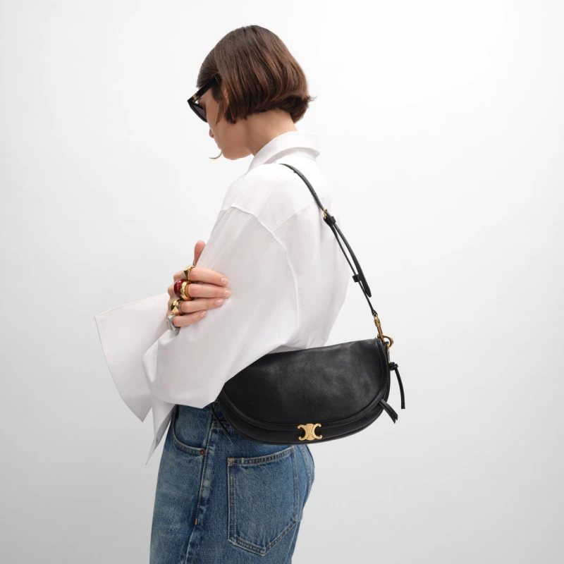 CELINE SOFT TRIOMPHE HALFMOON SMALL HANDBAG