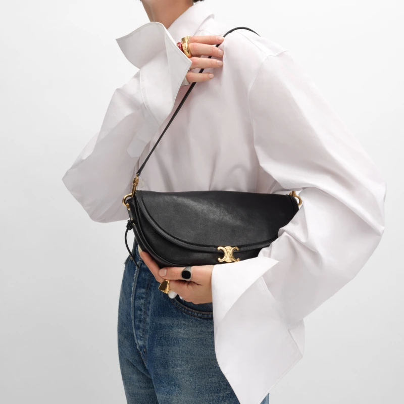 CELINE SOFT TRIOMPHE HALFMOON SMALL HANDBAG