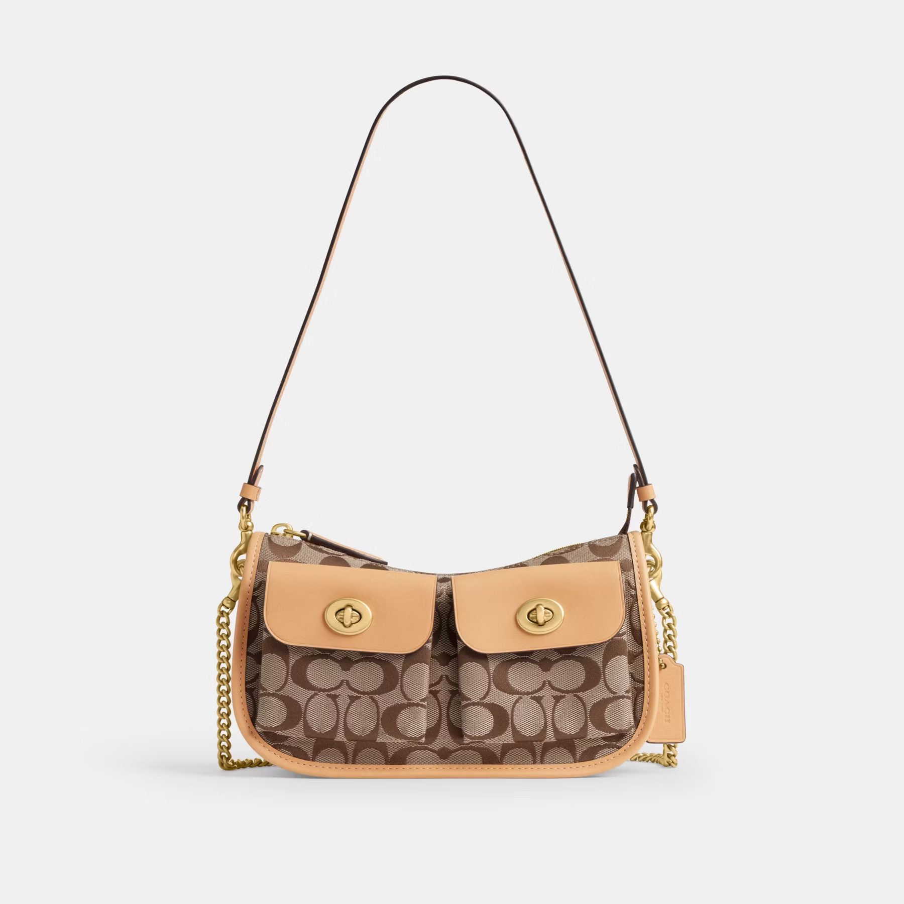 COACH TURNLOCK CLASSIC SIGNATURE TWIN WATERLY HANDBAG