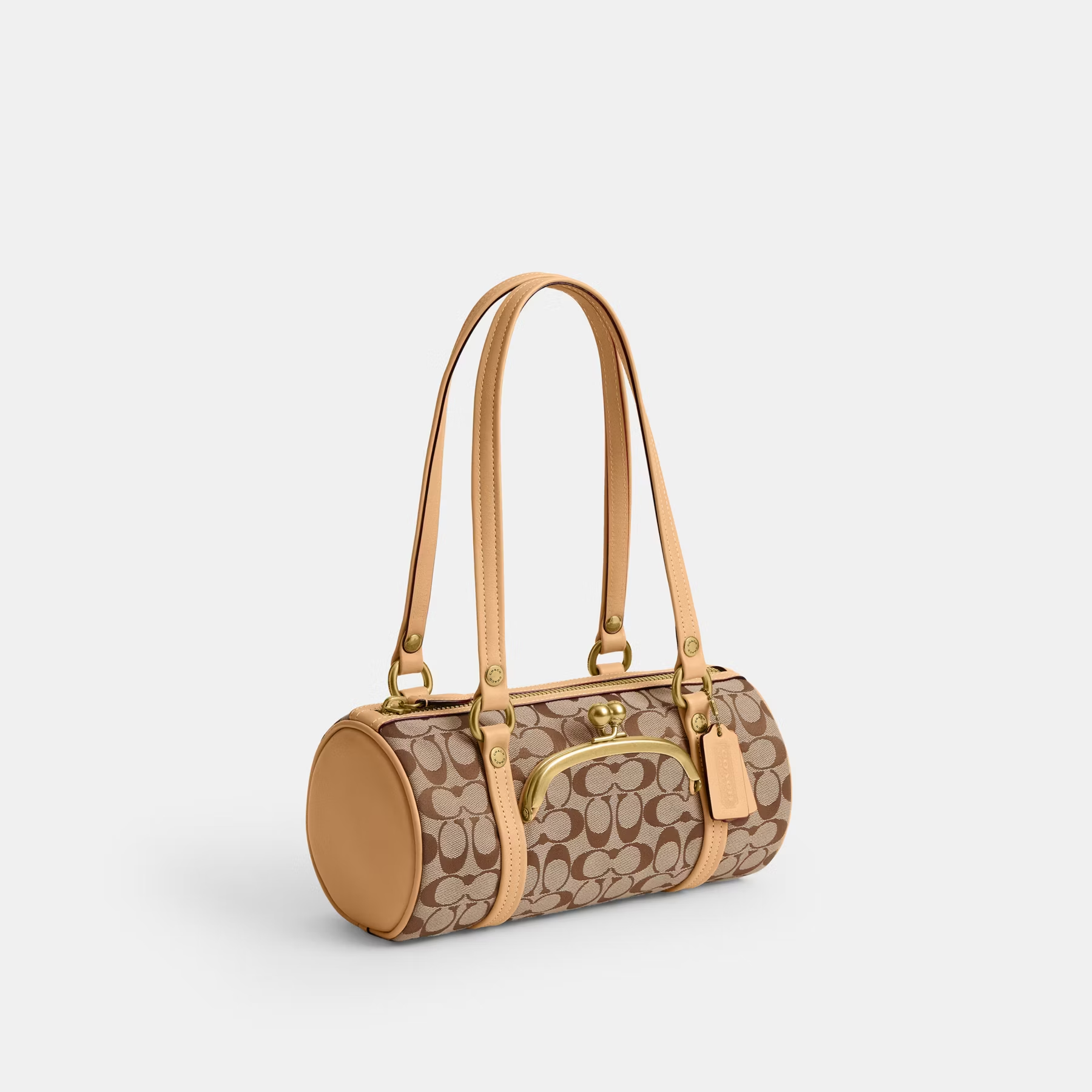COACH CLASSIC SIGNATURE KISSLOCK BARREL 28 HANDBAG