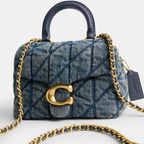 COACH TABBY DENIM QUILTED BAG WITH TOP HANDLE