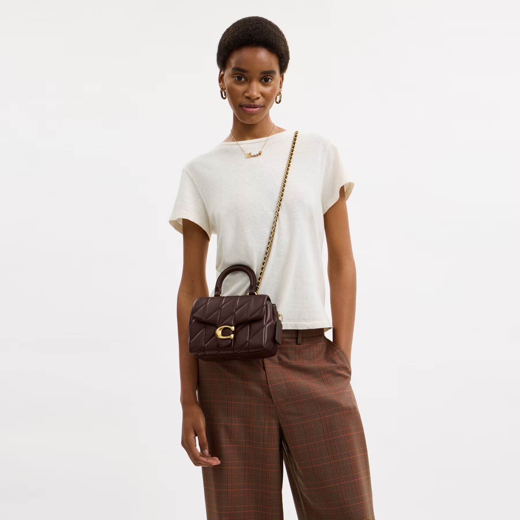 COACH TABBY QUILTED TRIM TOP HANDLE BAG