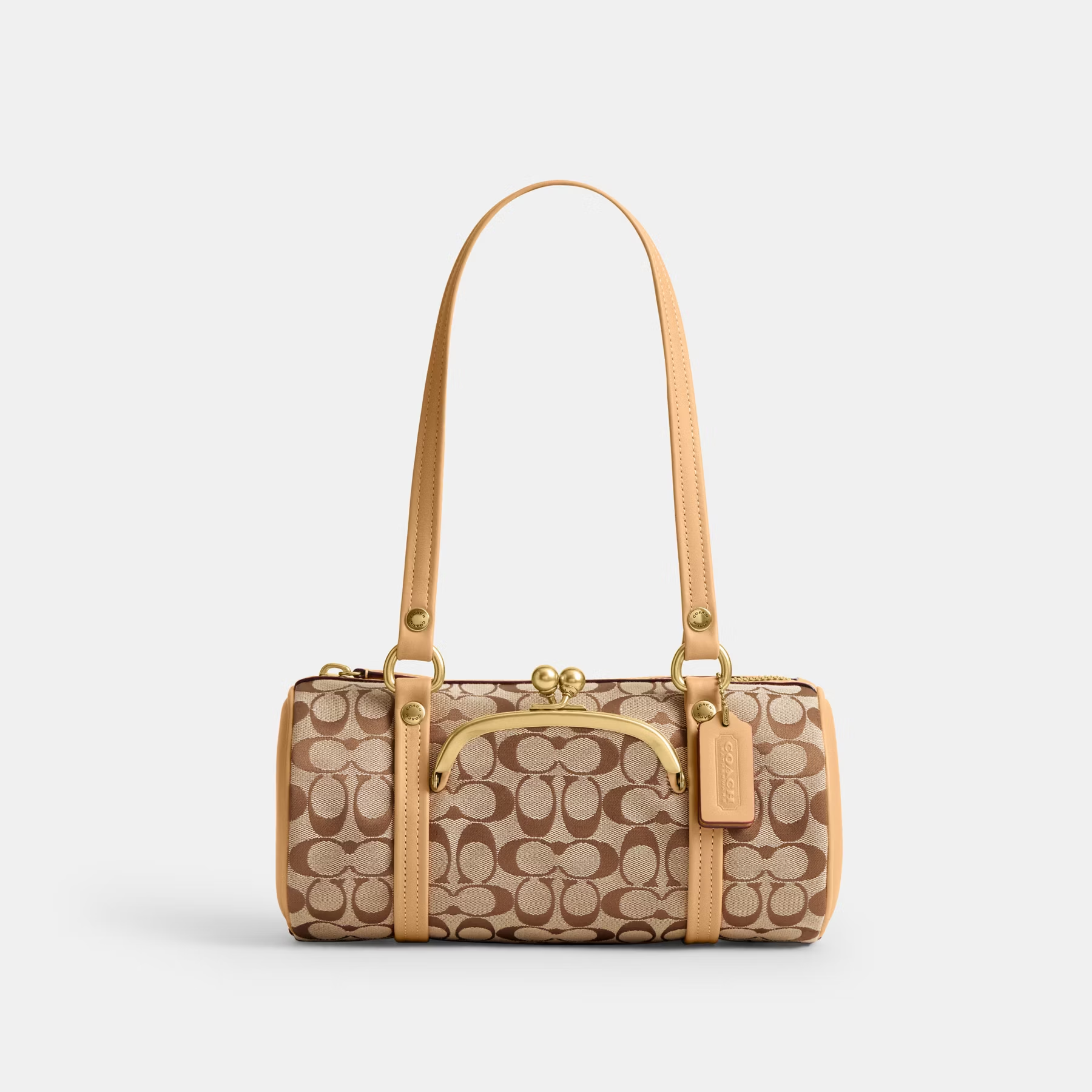 COACH CLASSIC SIGNATURE KISSLOCK BARREL 28 HANDBAG