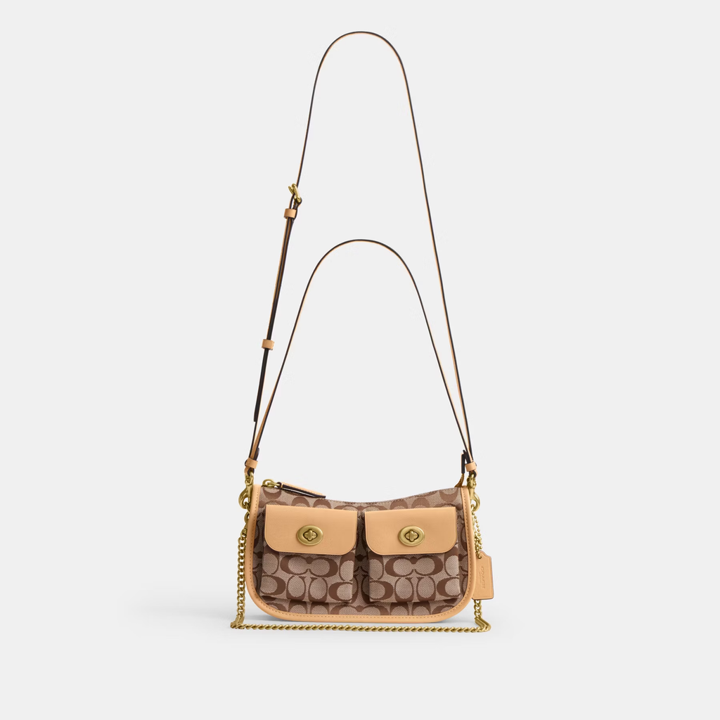 COACH TURNLOCK CLASSIC SIGNATURE TWIN WATERLY HANDBAG